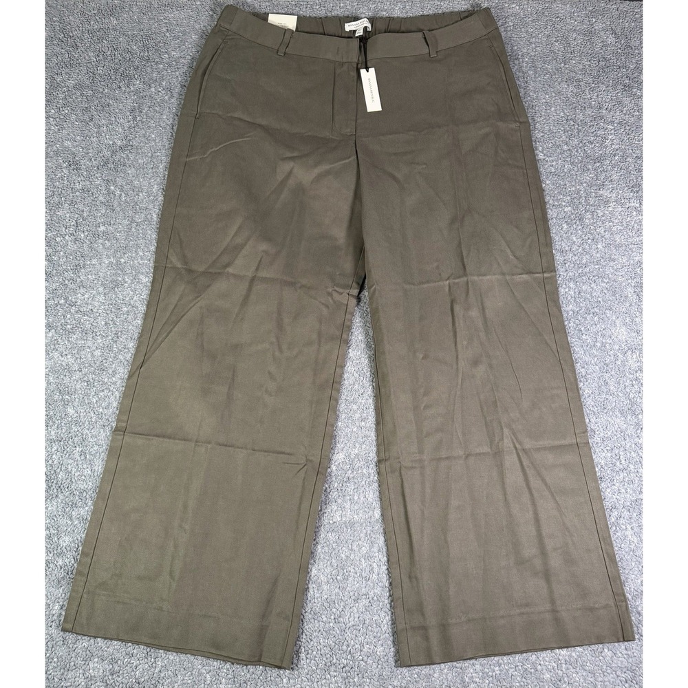 NWT Banana Republic Womens XL Wide Leg Everyday Pant Mushroom Olive Green Tencel